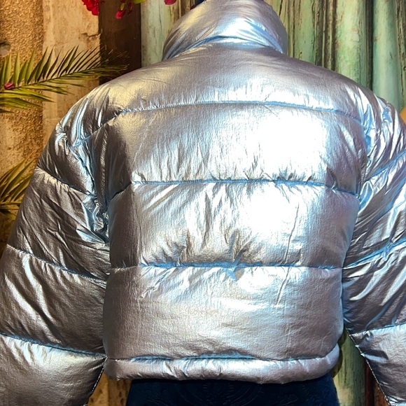 New Light Blue/silver shimmer Cropped Puffer - Picture 12 of 16